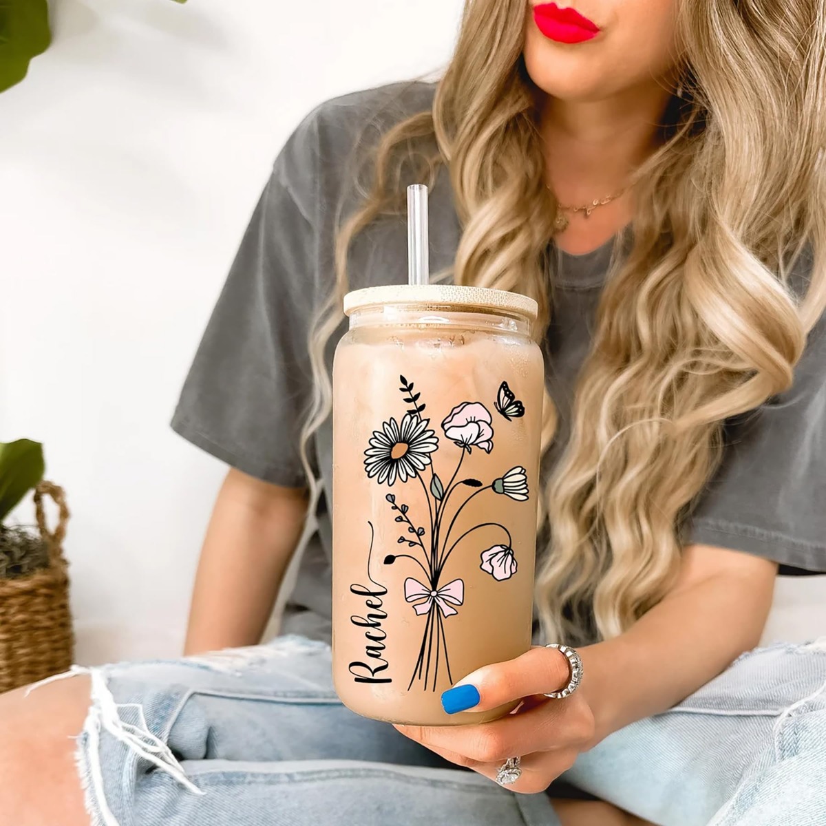Coffee Equipment Gift - Vaso Personalizado con Tapa y Pajita