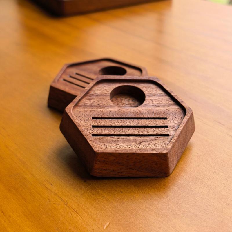 Coffee Equipment Organizer - Soporte Universal de Madera Hexagonal Multifuncional