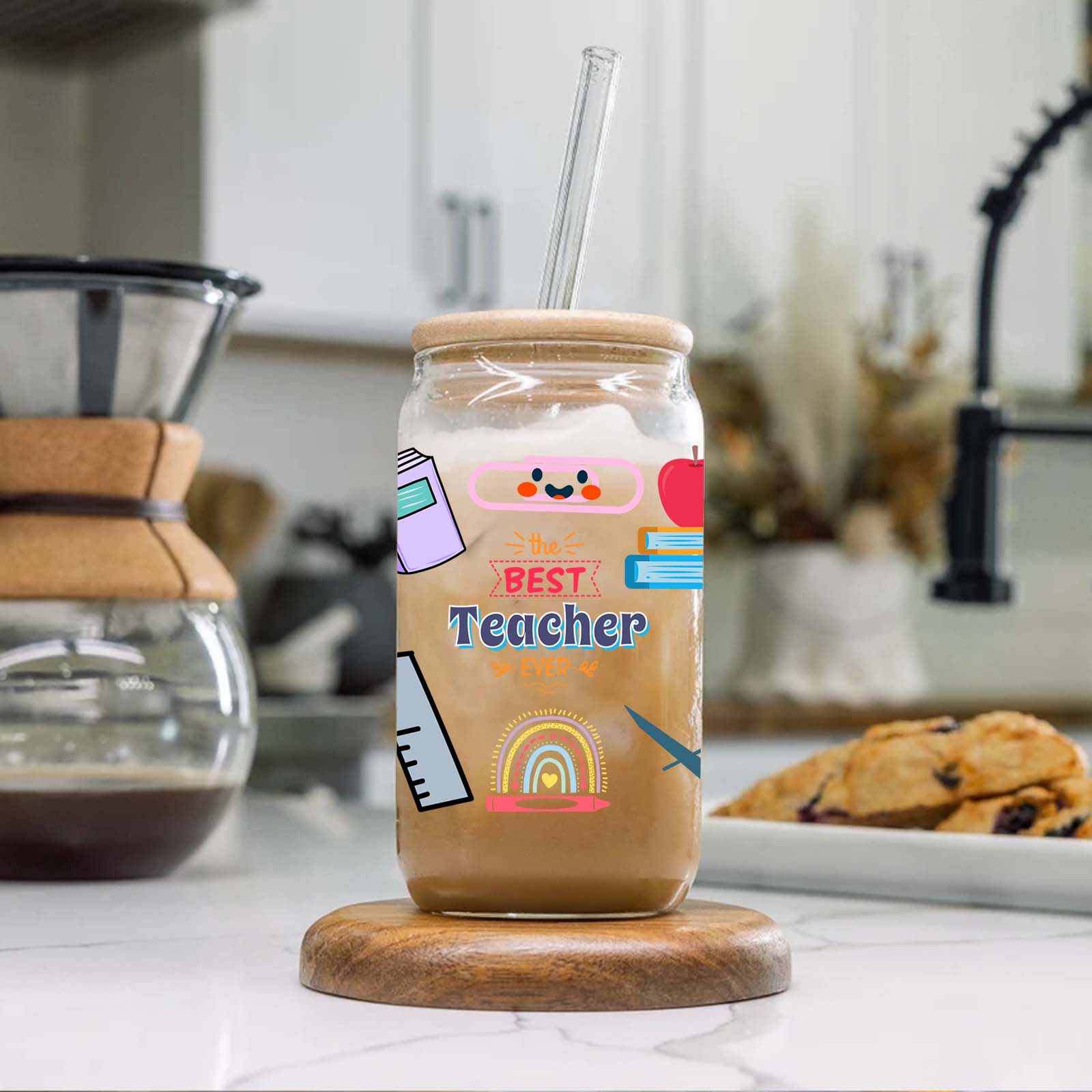 Taza de vaso de cristal con es - Coffee Equipment Gift reseña y precio